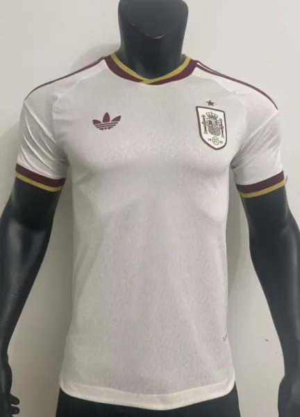 Adidas Spain National Team Away Jersey White Burgundy - 1