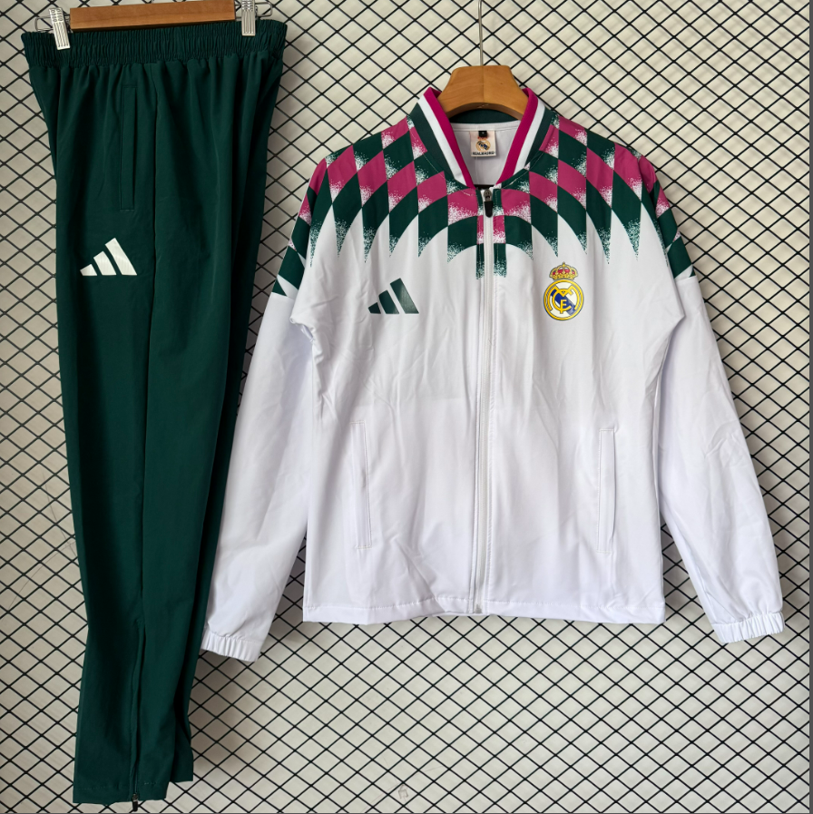 Adidas Tracksuits Football training tracksuit with zip-up jacket and tapered pants — 2027 Real Madrid gradient white suit