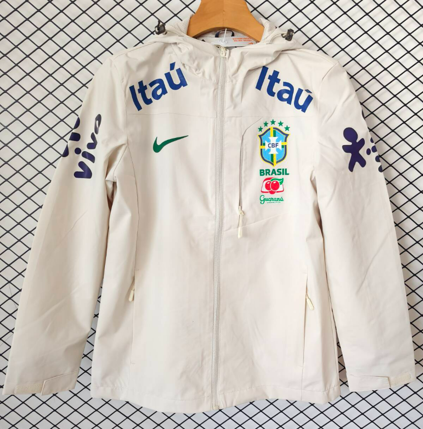 Adidas Tracksuits Football training tracksuit with zip-up jacket and tapered pants — 26 Rice White Brazilian Charge Coat Hooded