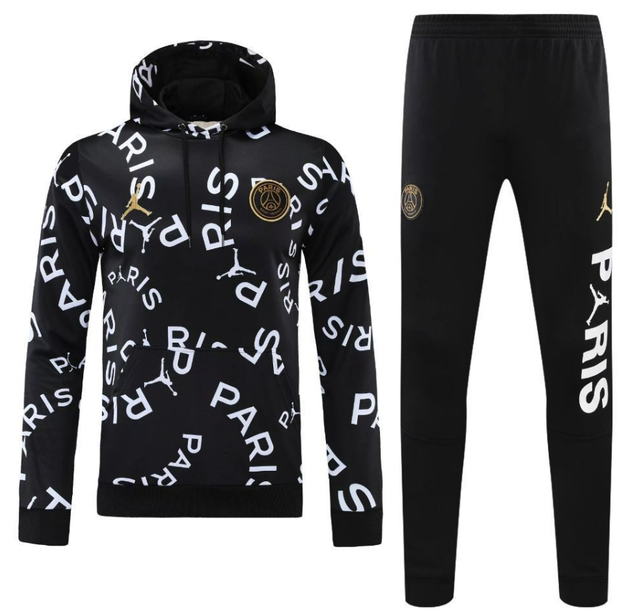 Adidas Tracksuits Football Club Hooded Tracksuit — 2526 Paris in Black and White