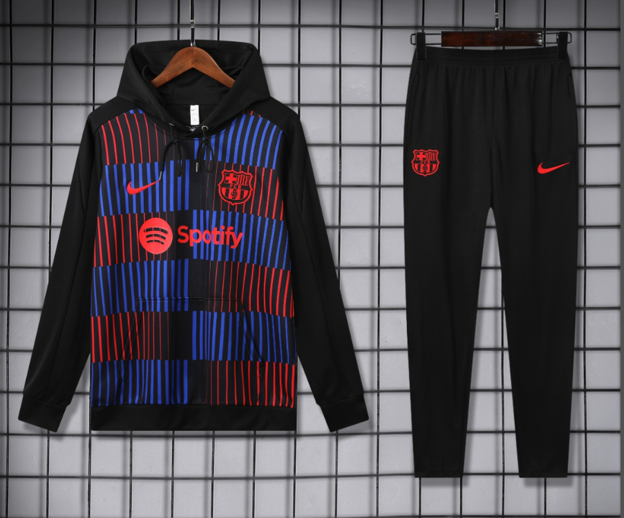 Adidas Tracksuits Football Club Hooded Tracksuit — 2425 Barcelona Black Color