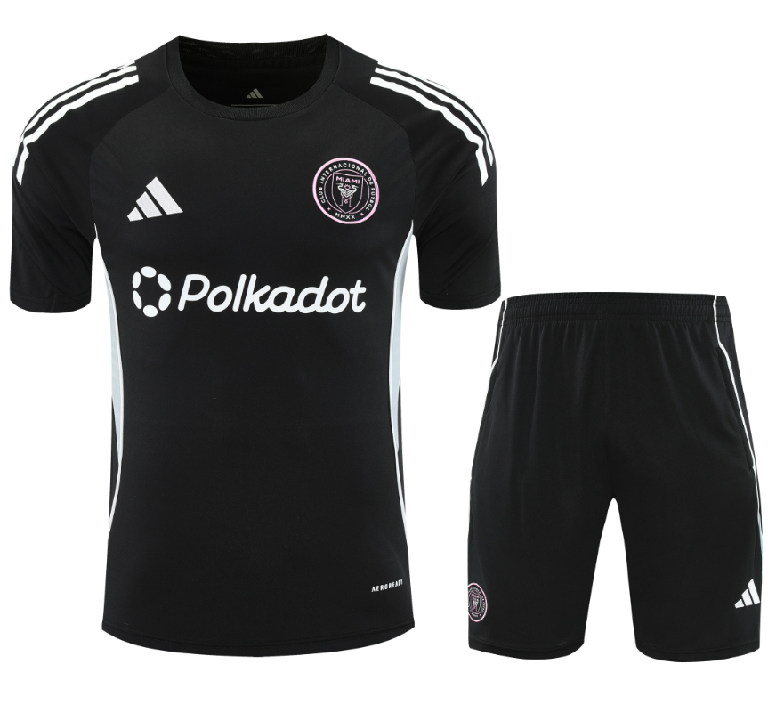 Adidas Football Jerseys Club training shirt and shorts set — 25-26 Miami Black*Top quality