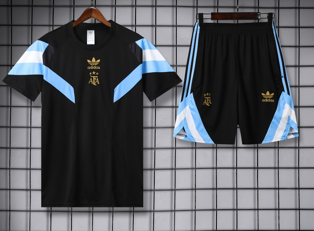 Adidas Football Jerseys Club training shirt and shorts set — 25-26 Argentina Black*Top quality