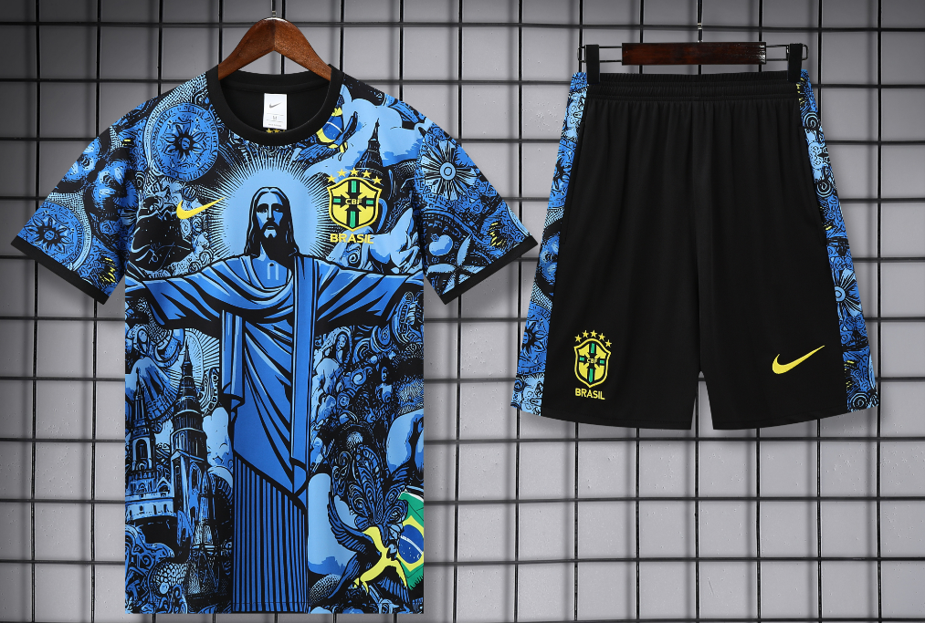 Adidas Football Jerseys Club training shirt and shorts set — 25-26 Brazil Blue*Top quality