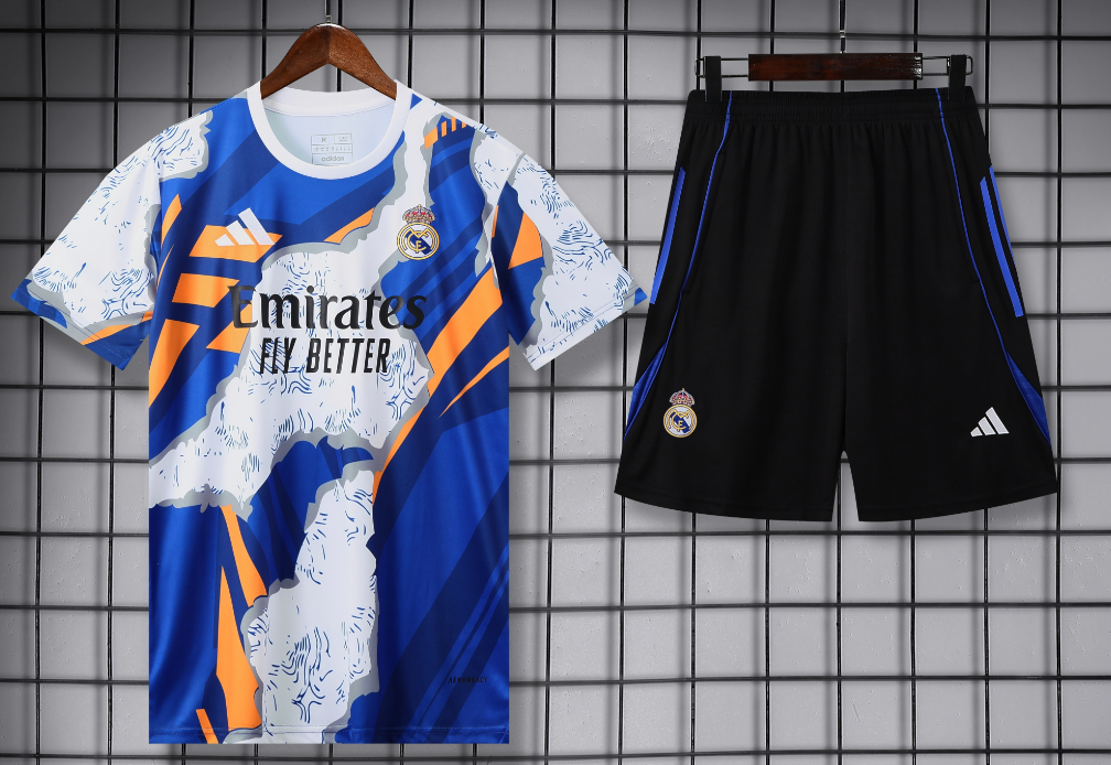 Adidas Football Jerseys Club training shirt and shorts set — 25-26 Real Madrid Blue*Top quality