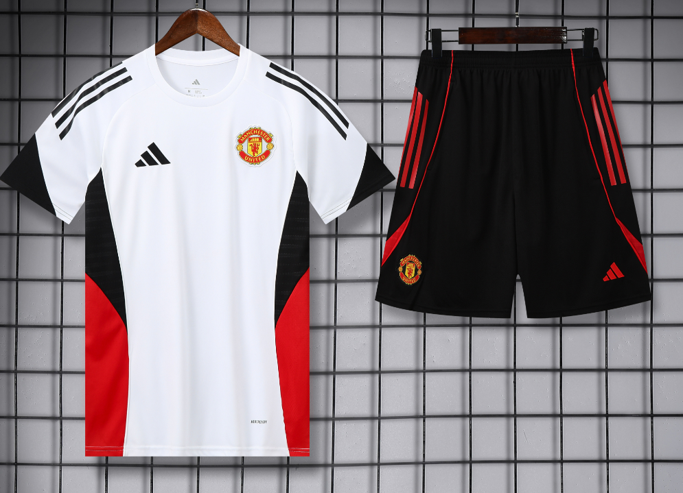 Adidas Football Jerseys Club training shirt and shorts set — 25-26 Manchester United White*Top quality