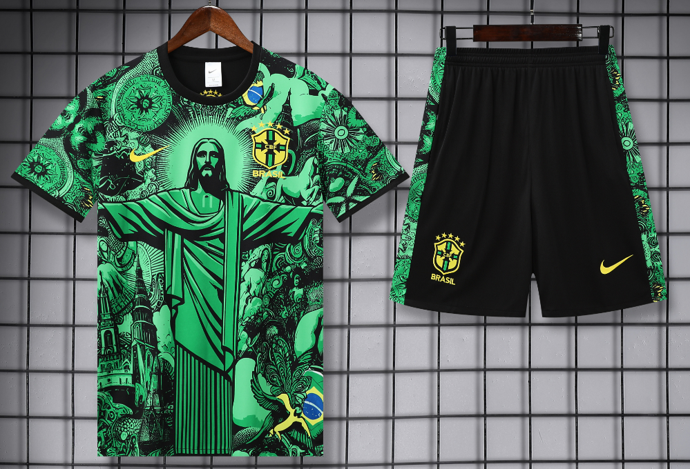 Adidas Football Jerseys Club training shirt and shorts set — 25-26 Brazil Green*Top quality