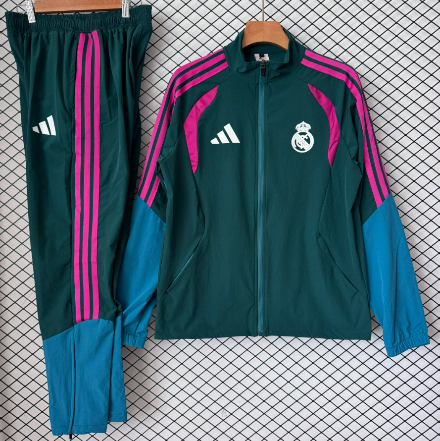 Adidas Tracksuits Football training tracksuit with zip-up jacket and tapered pants — 2027 Real Madrid light green suit