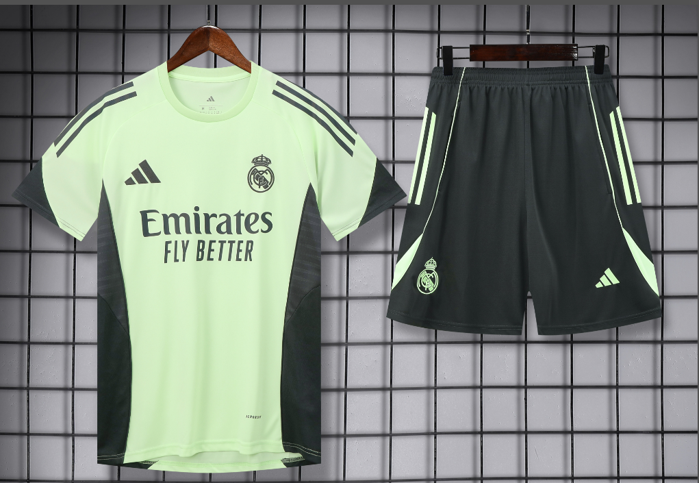 Adidas Football Jerseys Club training shirt and shorts set — 25-26 Real Madrid Green*Top quality