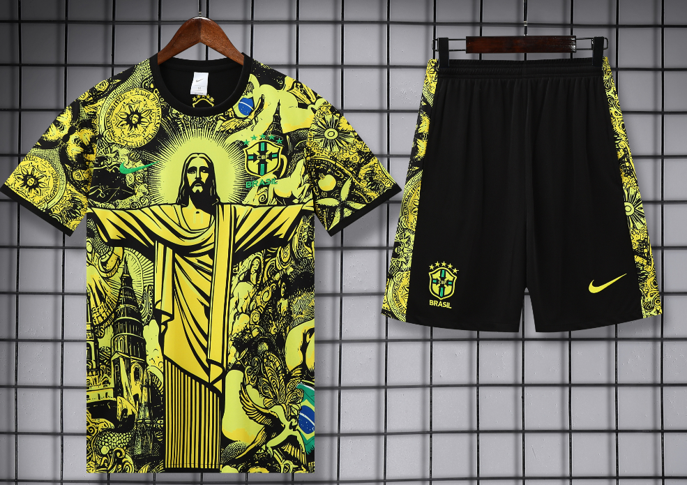 Adidas Football Jerseys Club training shirt and shorts set — 25-26 Brazilian Yellow*Top quality