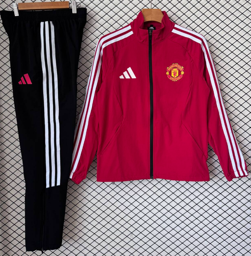 Adidas Tracksuits Football training tracksuit with zip-up jacket and tapered pants — 2027 Manchester United Red Set