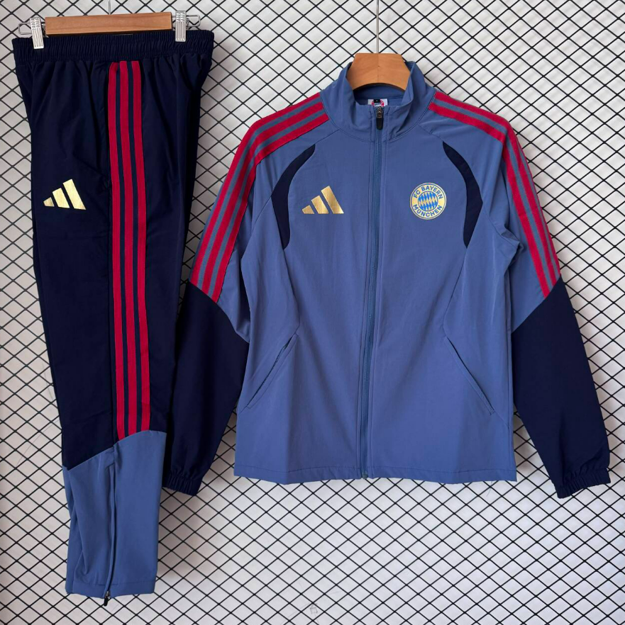 Adidas Tracksuits Football training tracksuit with zip-up jacket and tapered pants — 2027 Bayern gray-blue suit