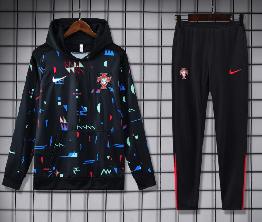 Adidas Tracksuits Football Club Hooded Tracksuit — 2425 Portugal Black Color