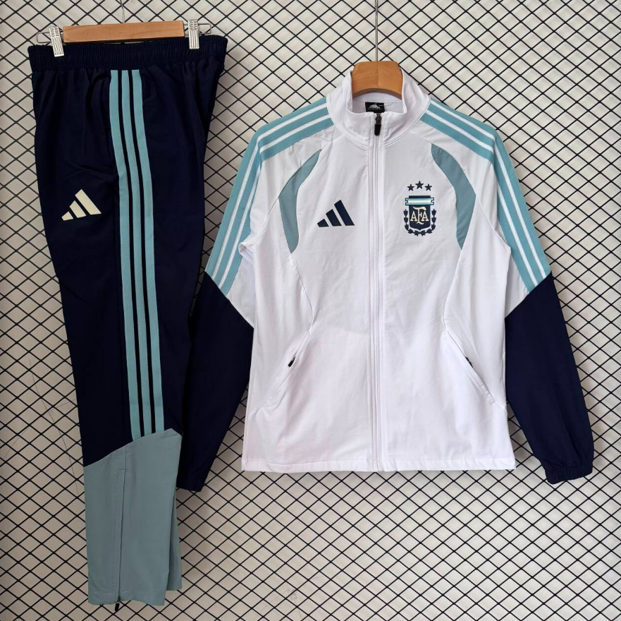 Adidas Tracksuits Football training tracksuit with zip-up jacket and tapered pants — 2026 Argentina white kit