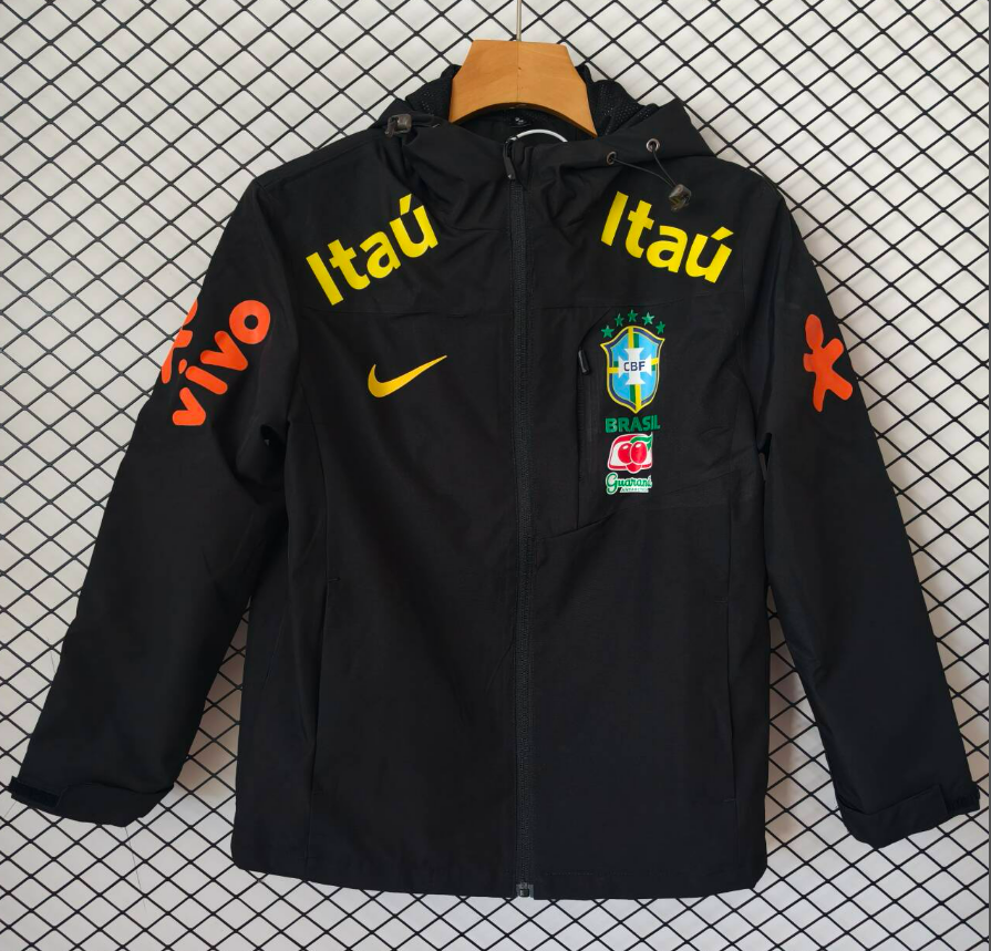 Adidas Tracksuits Football training tracksuit with zip-up jacket and tapered pants — 26 Black Brazilian Charge Coat Hooded