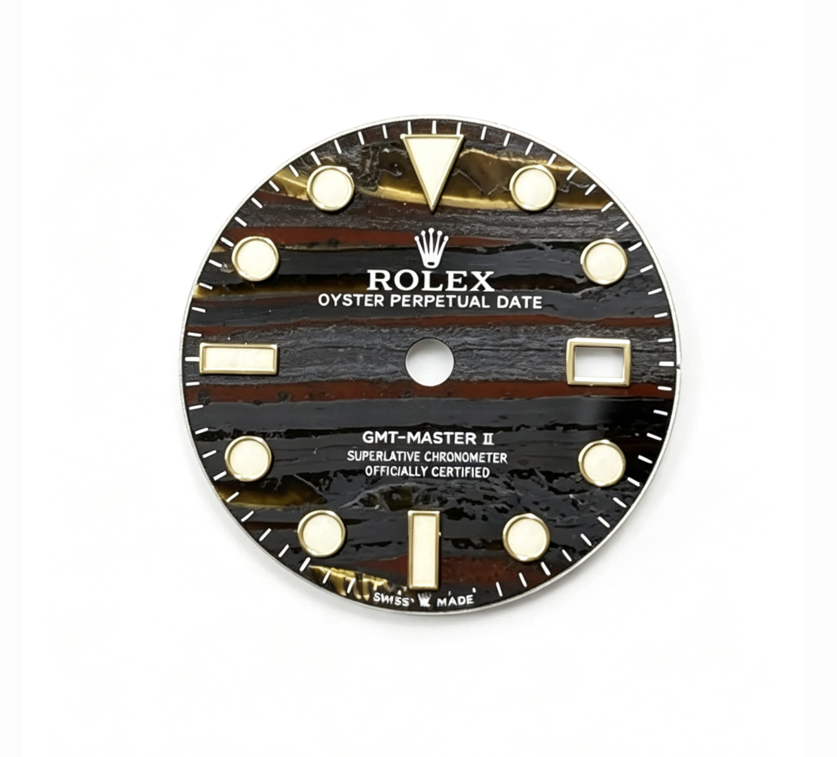 Rolex GMT-Master II Watch - Black Dial with Brown and Gold Stripe Pattern-010217