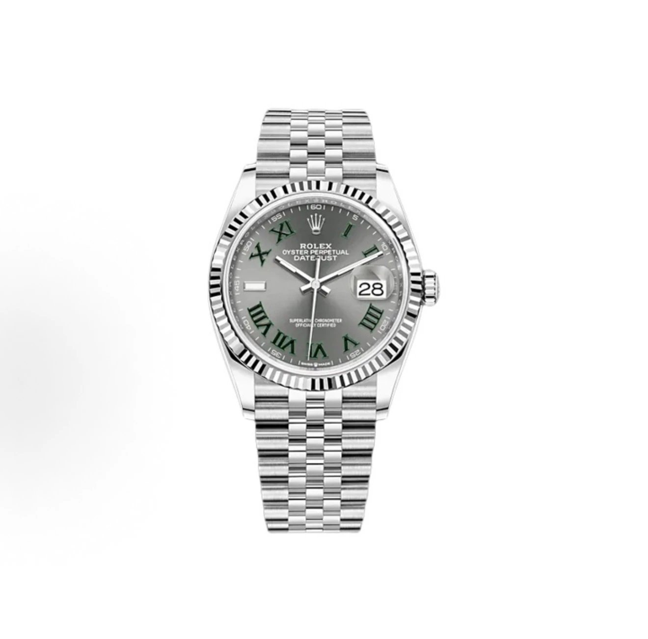 Rolex Datejust Watch - Slate Grey Dial with Green Chroma Index-010173