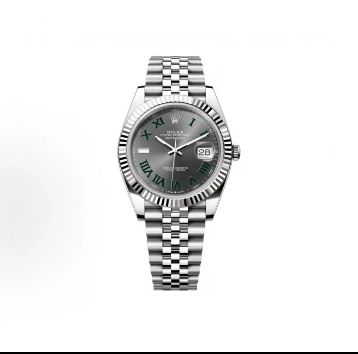 Rolex Datejust Watch - Slate Grey Dial with Green Roman Numerals-010114
