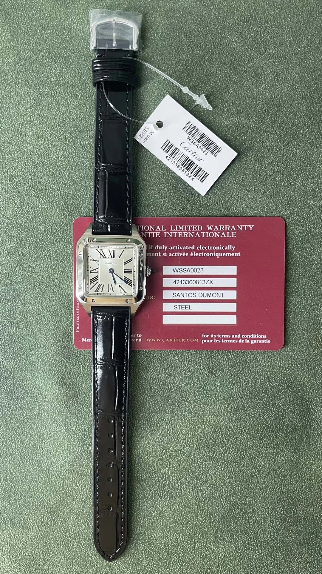 Cartier Santos-Dumont WSSA0023 Steel Alligator Leather Watch