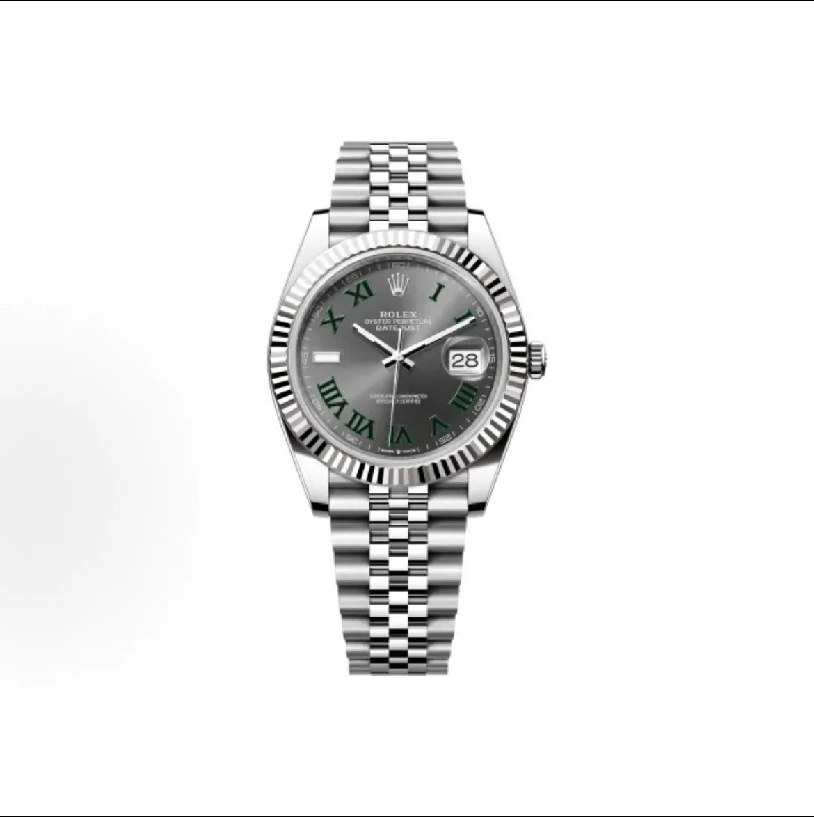Rolex Datejust Watch - Slate Grey Dial with Green Roman Numerals-010403
