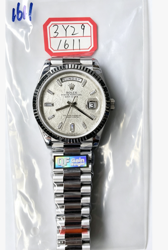 Rolex Day-Date Watch - Silver Meteorite Dial-009476
