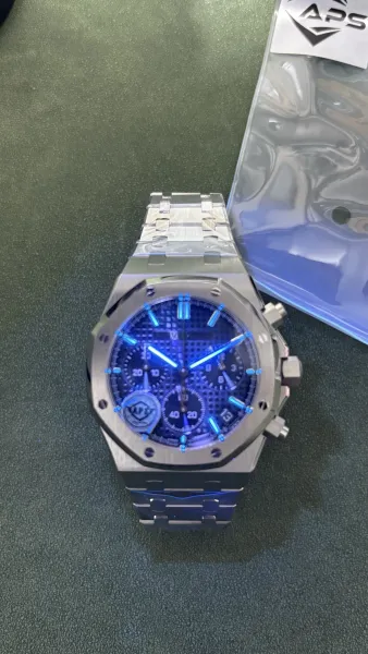 Audemars Piguet Royal Oak Chronograph Steel Blue Dial Watch Watches - 12