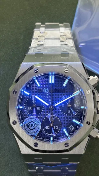Audemars Piguet Royal Oak Chronograph Steel Blue Dial Watch Watches - 14