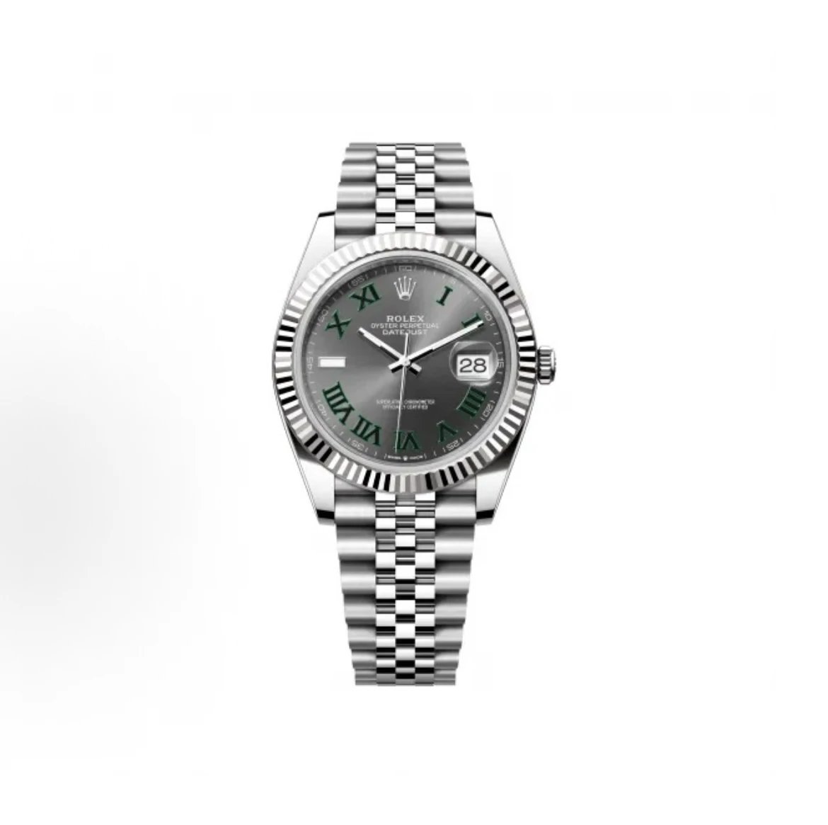 Rolex Datejust Watch - Slate Grey Dial with Green Roman Numerals-010077