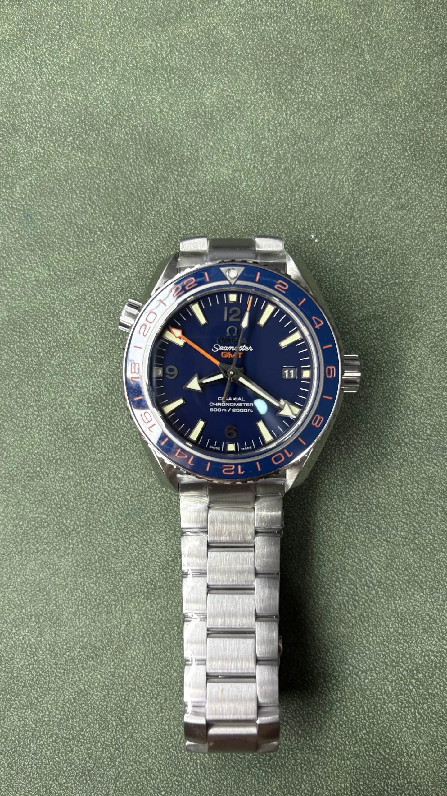 Omega Planet Ocean 600 GMT GoodPlanet Blue Dial Steel Watch