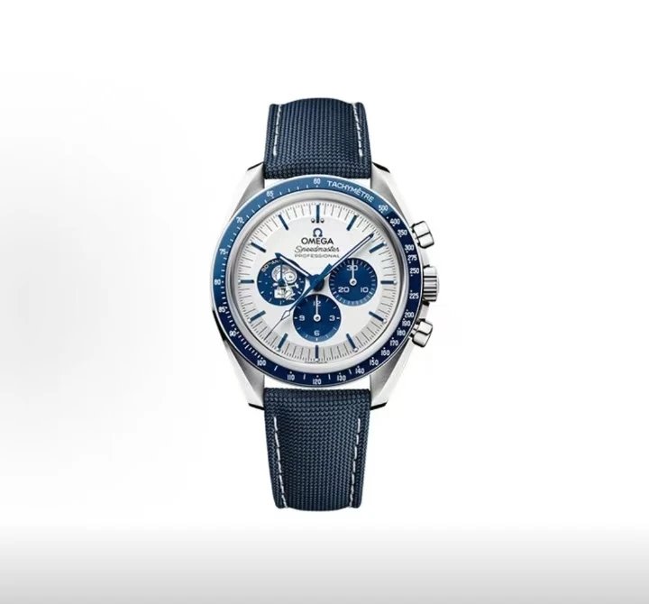 Omega Speedmaster Professional Watch - White Dial with Blue Subdials and NATO Strap-011260