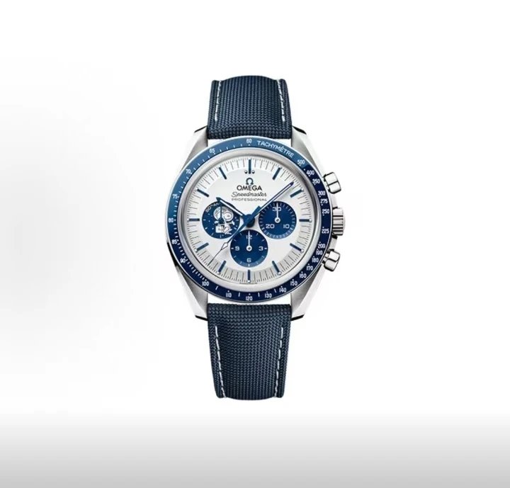 Omega Speedmaster Professional Watch - White Dial with Blue Bezel and Subdials-010639