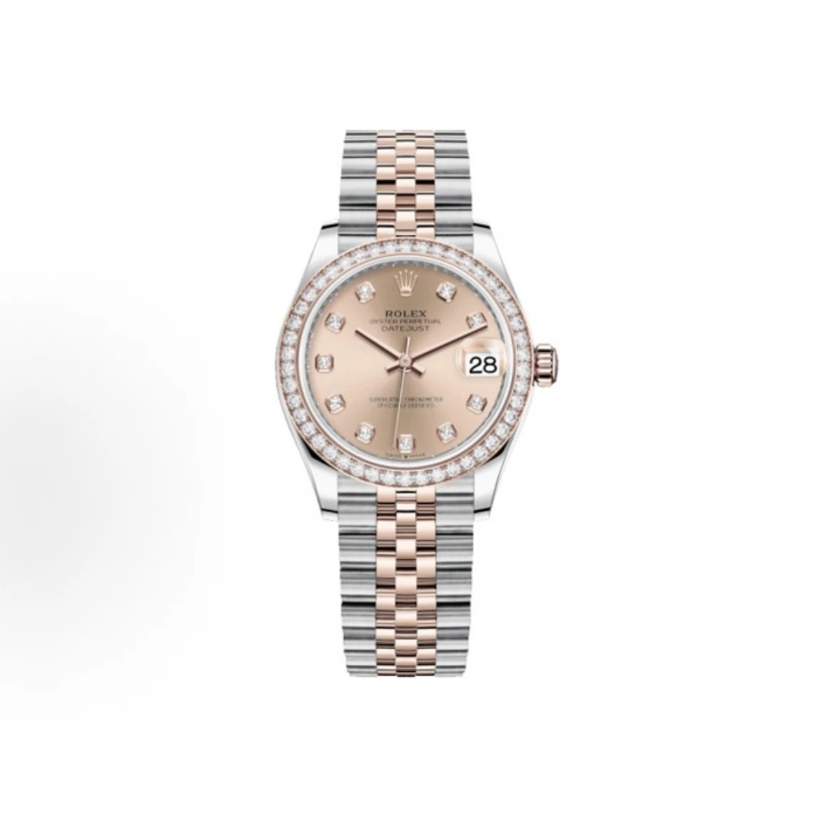 Rolex Datejust Watch - Champagne Dial, Diamond Bezel & Hour Markers, Two-Tone Oyster Bracelet-009596