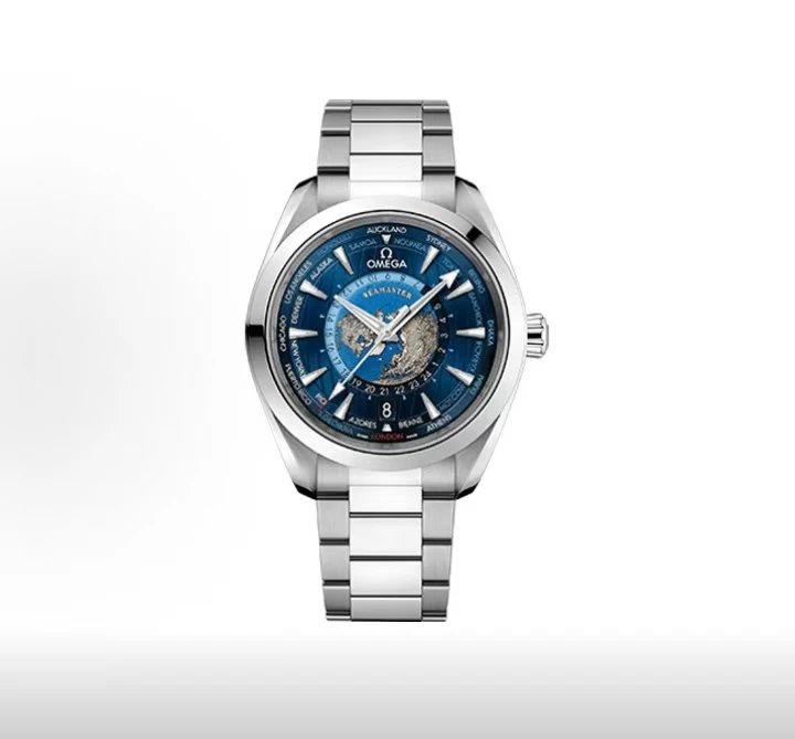 Omega Seamaster Aqua Terra Worldtimer Watch - Blue Dial with World Time Display-010647