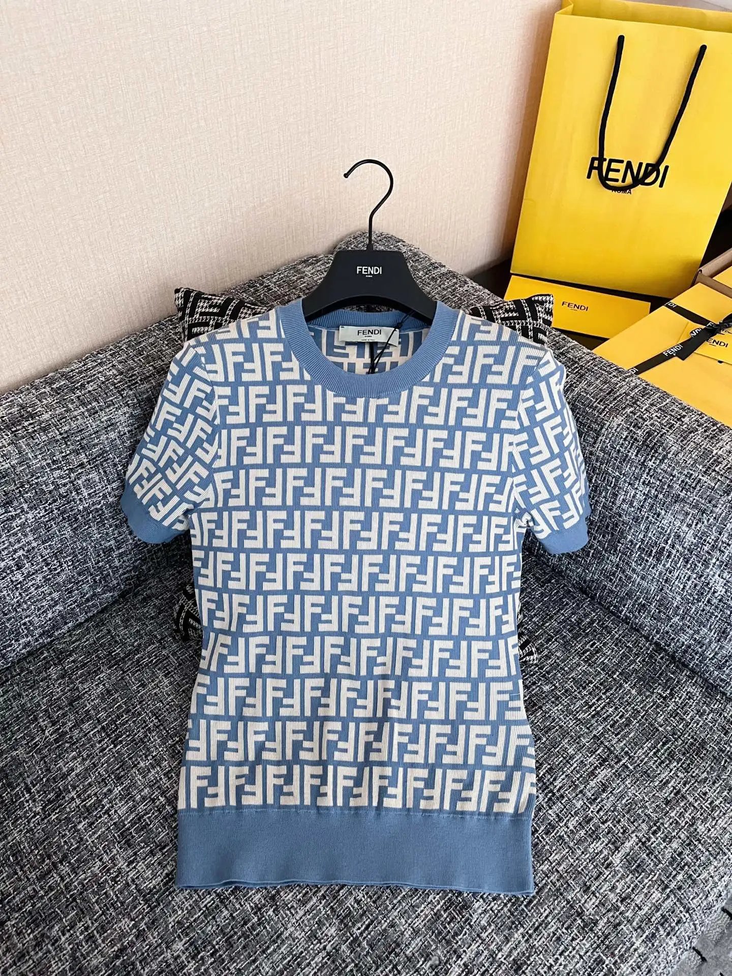 [Damen bekleidung] Fendi25 Frühling voller Jacquard Kurzarm