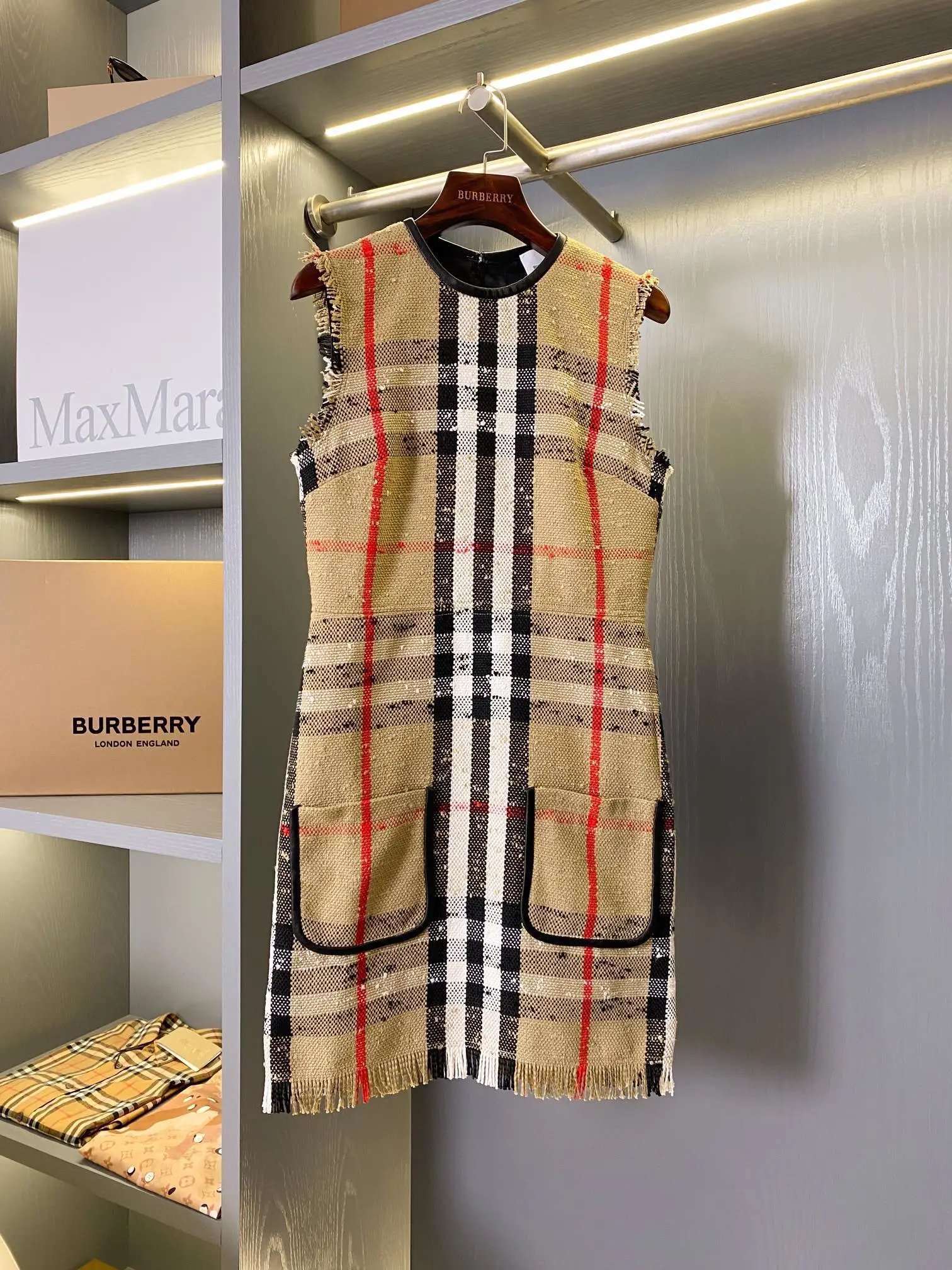 [Damen bekleidung] B * urberry Plaid Quaste Kurzarm kleid