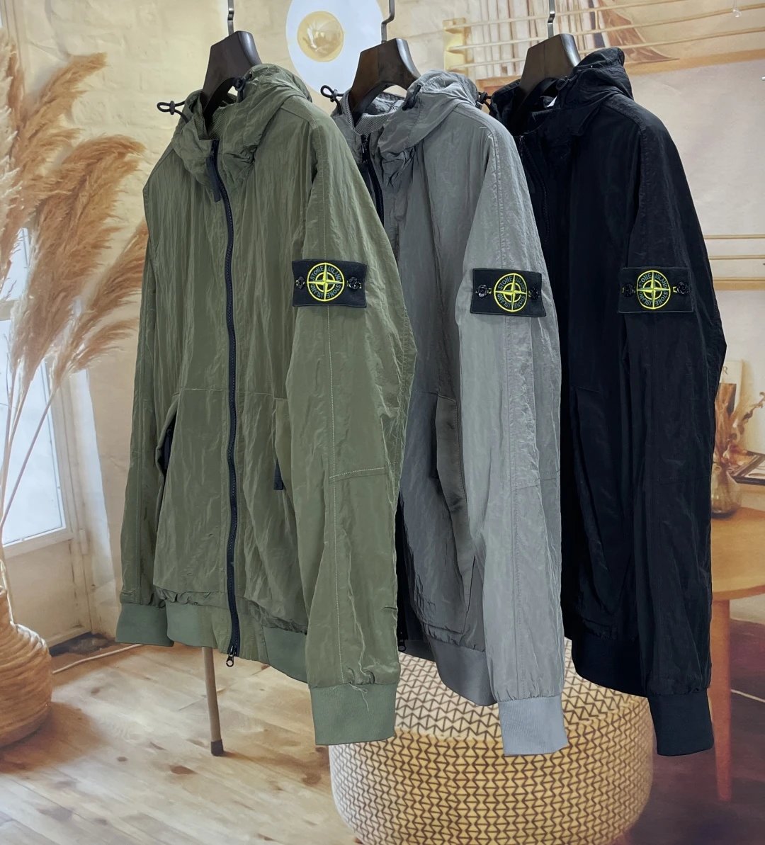 Stone Island Spring Summer New Classic Metallic Pleated Shirt Jacket Waterproof