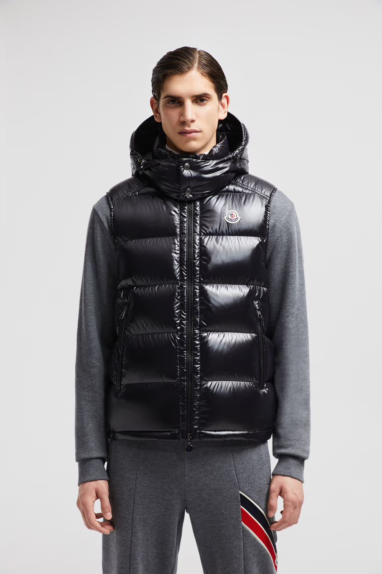 [With NFC]Mon*ler Bormes hooded down vest for men and women, high collar sleeveless down vest,