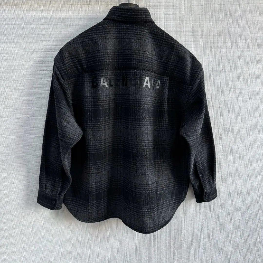 Balenciaga Paris 24FW Back Print Flannel Shirt