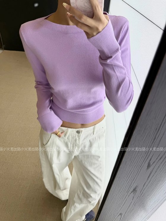 【 In stock 】 Ralph Xiaoma's slanted shoulder knitted long sleeved shirt is new, 269 in stock and restored to 299