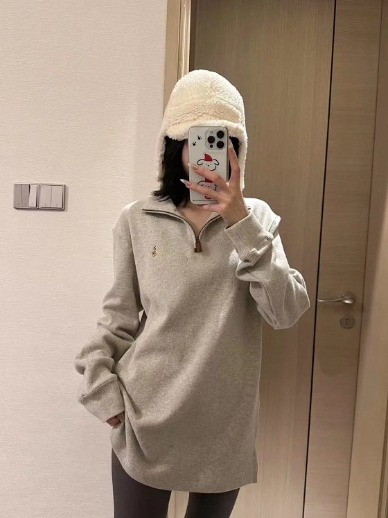 【 Third Batch of Replenishment 】 Xiaoma Half Zipper Cotton Sweater Embroidery Modified Multiple Times Fixed Dyeing Spinning Cycle 3 Months Produced by Xiaohuolong