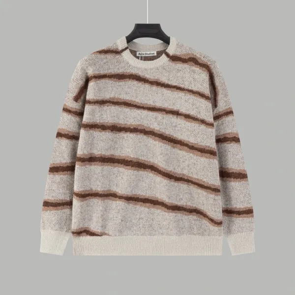 Acne Studios Striped Knit Sweater Beige Brown - 1