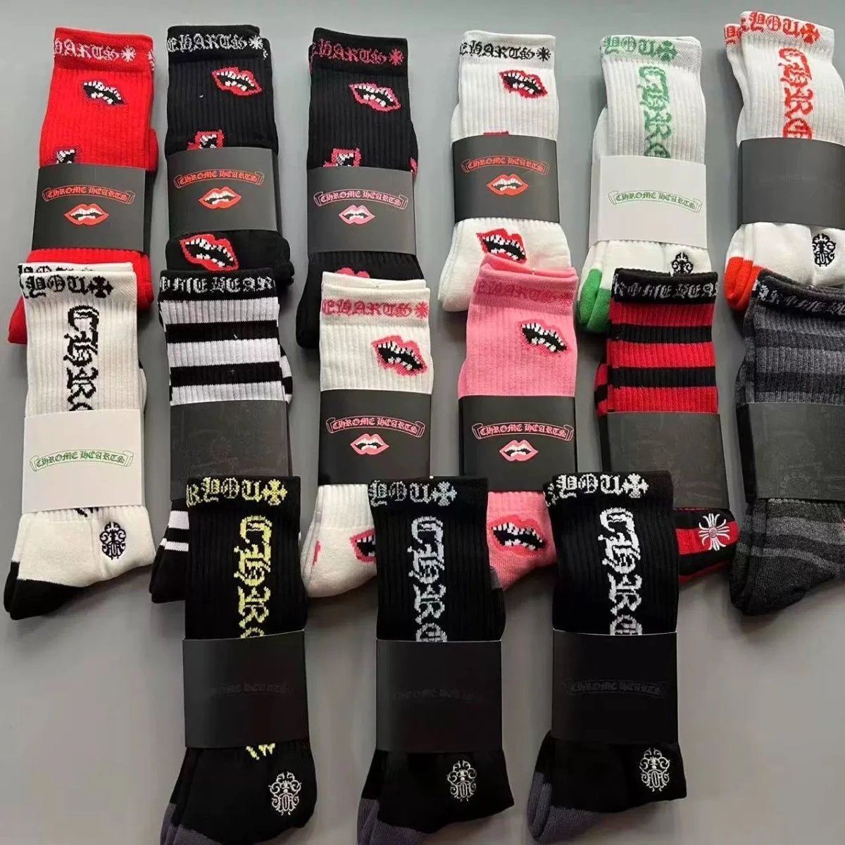 Chrome Hearts Socks Ribbed crew with skull and graphic motifs image 1