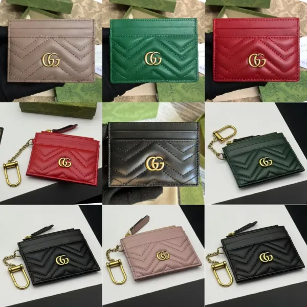 Gucci Marmont Mini Card Holder Black Quilted Leather with Gold GG Logo - 2