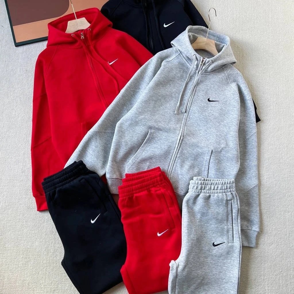 Nike Sportswear Club Fleece Half-Zip Hoodie and Sweatpants Set Red - 3