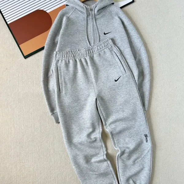 Nike Sportswear Club Fleece Half-Zip Hoodie and Sweatpants Set Gray - 1