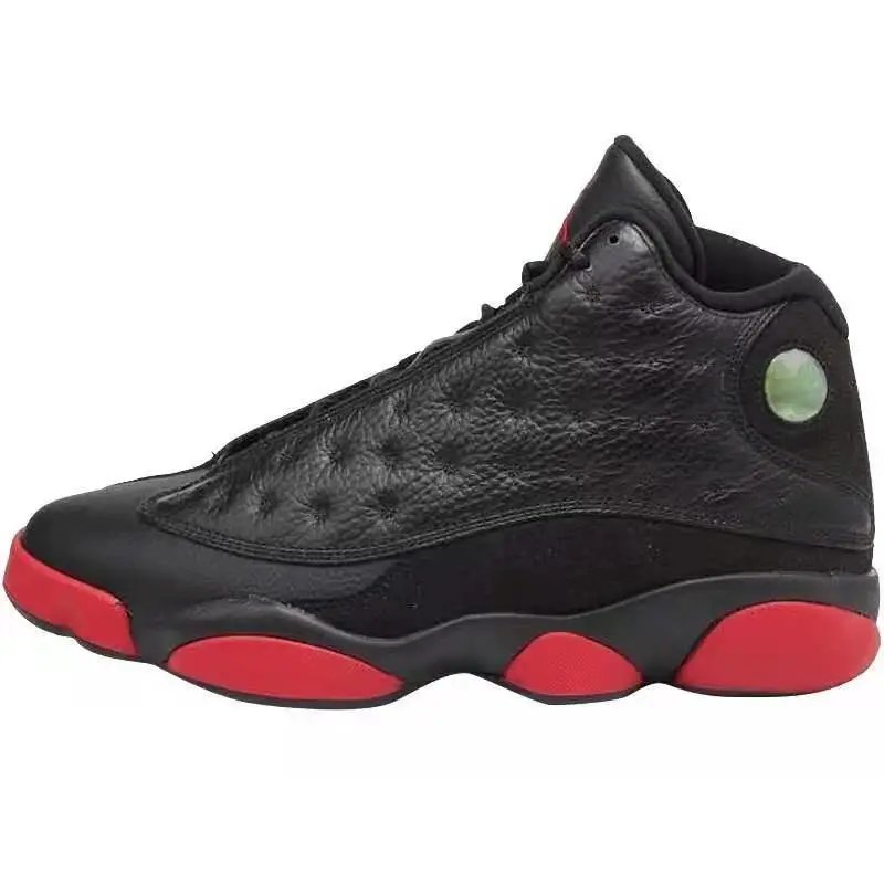 AJ13 Leather Black Red