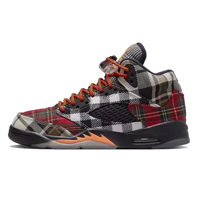 AJ5 Black White Red Checkered