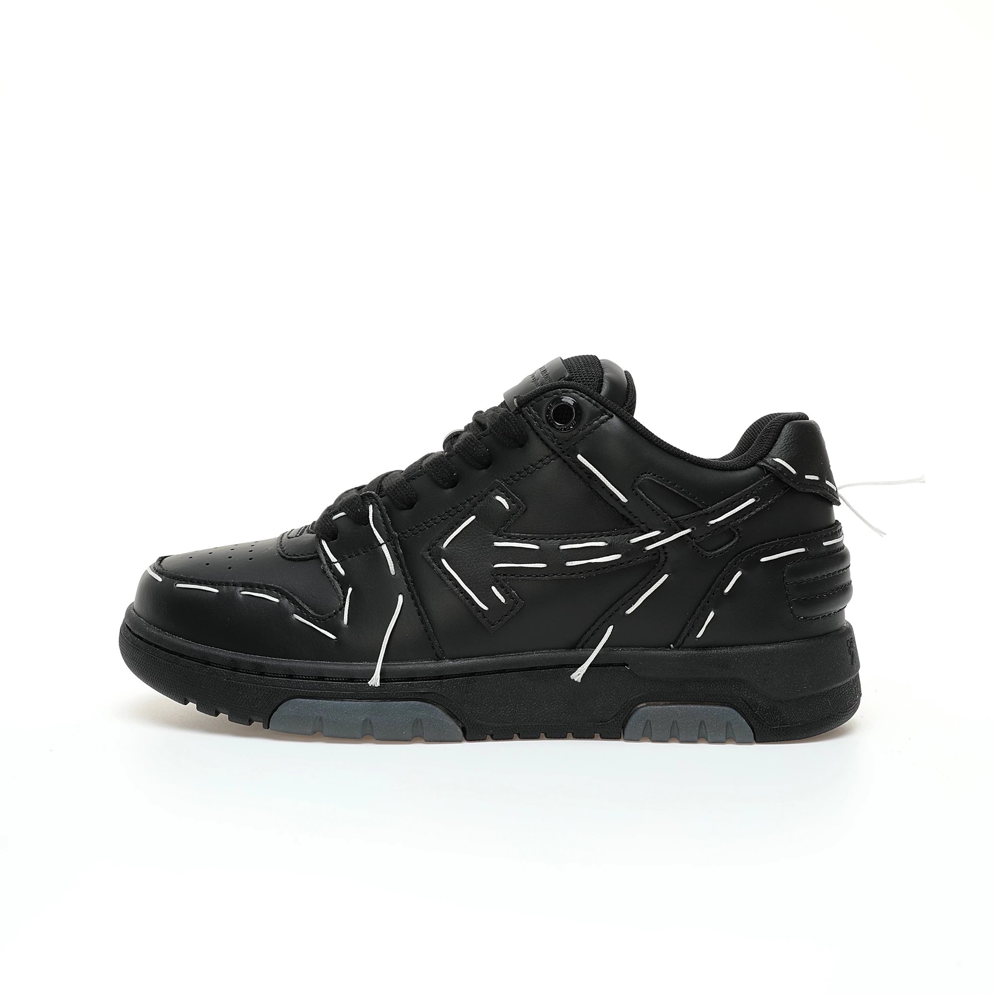 All Black White Exposed Stitching Arrow