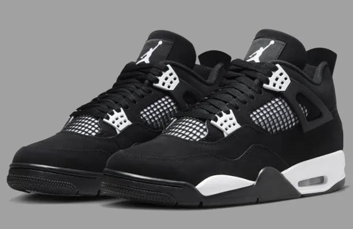Air Jordan 4 Black White Men's Basketball Shoes