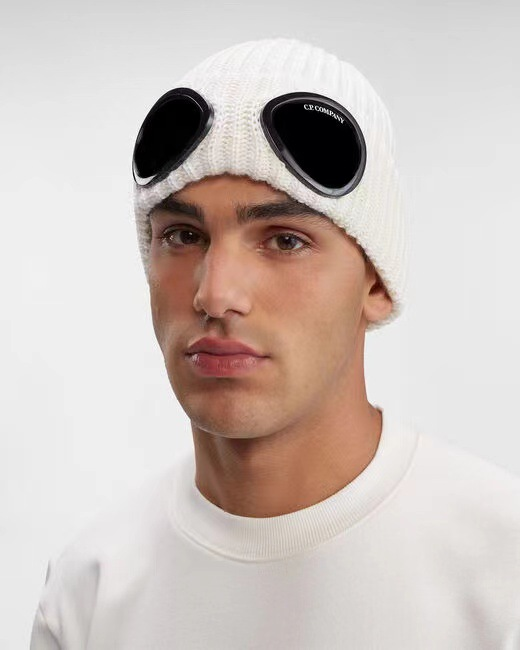C.P. Company Goggle Beanie Khaki Knit Hat - 13